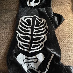 Velvet skeleton dog costume